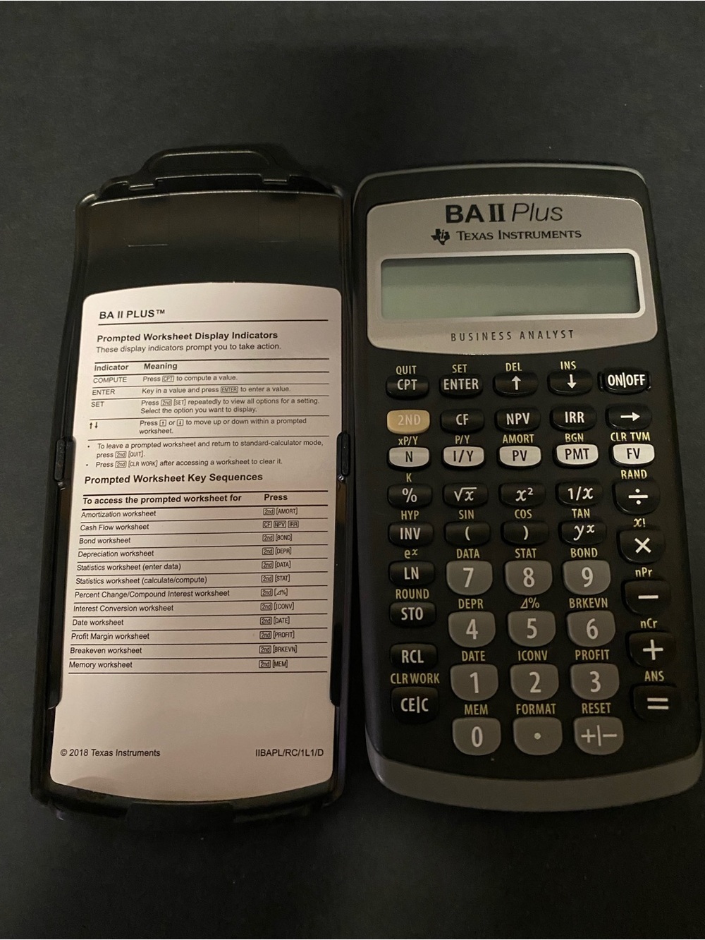 Texas Instruments BA II Plus Calculator in Black and Silver
